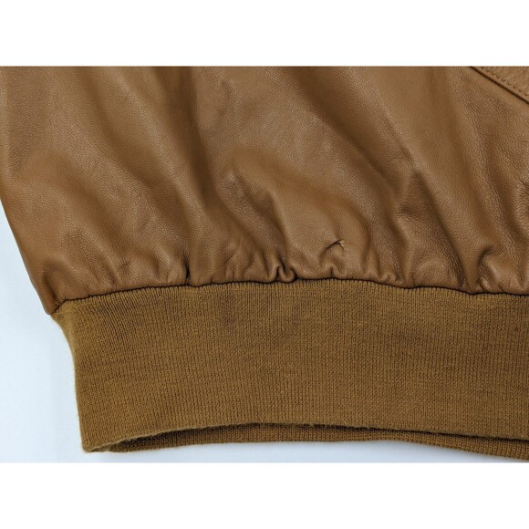 Maxini Collezione Mens Sweater Patchwork Leather Brown Tan Men's Size XXL 1980s - Picture 3 of 15